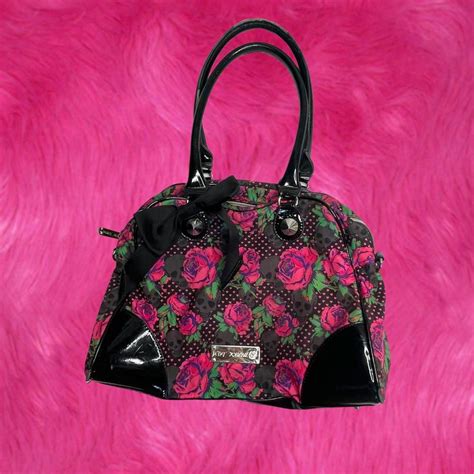 Betsey Johnson Womens Pink And Black Bag Depop