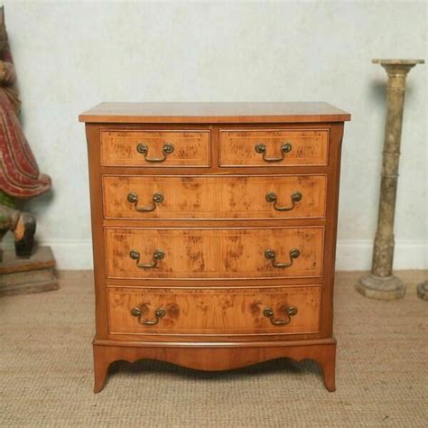 Birdseye Maple Chest Of Drawers Bowfront Bevan Funnel Reprodux Vintage