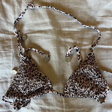 Patterned Bikini Top Size But Fits Size Depop