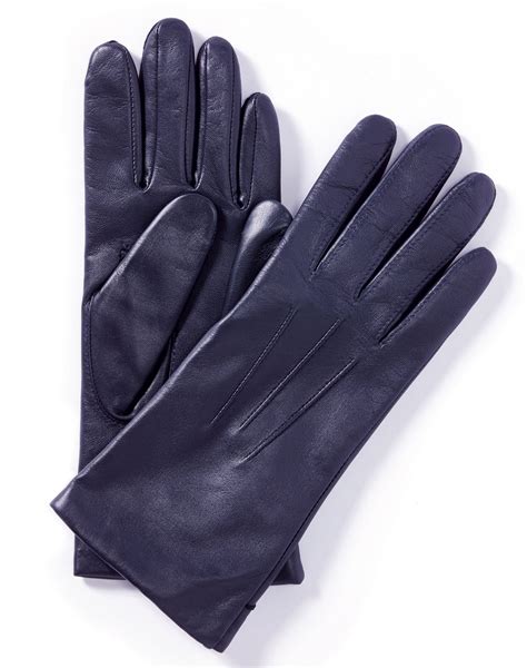 Navy Leather Gloves With Cashmere Lining Pure Collection