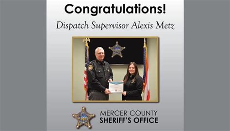 Mercer County Sheriff's Office Promote Dispatcher Alexis Metz | My ...