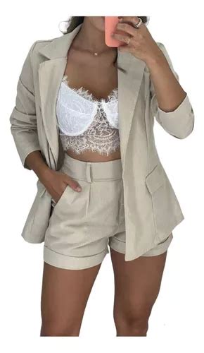 Conjunto 2 Peças Max Blazer E Short Acinturado Frete grátis