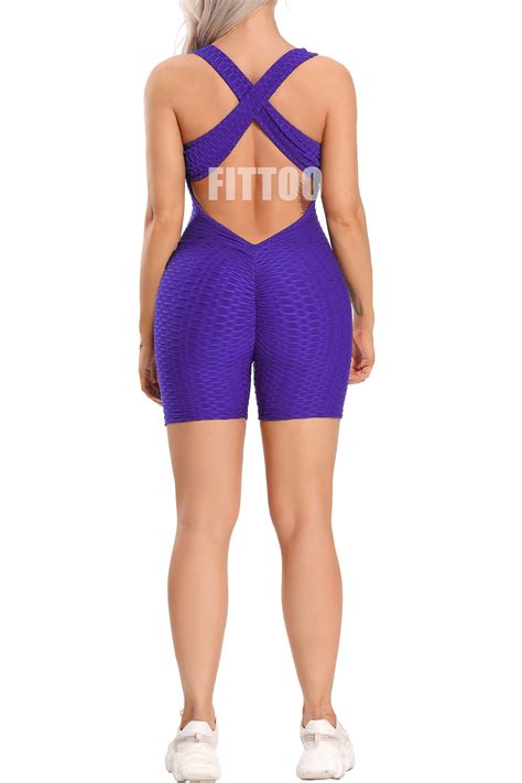 Fittoo Fittoo Sexy Women Ruched Butt Lift Jumpsuits Texture Bodysuit