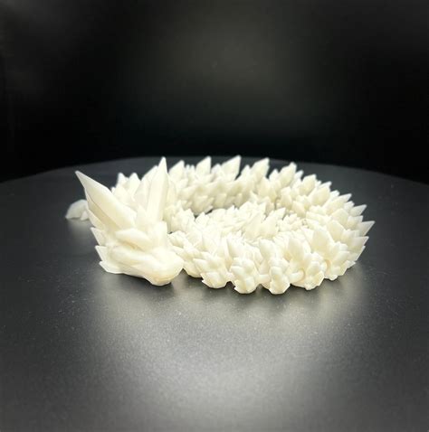 D Printed Articulating Crystal Dragon White Foley Defense