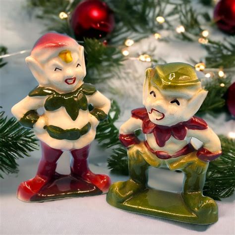 Elf Figurines Christmas Elves Mccoy Pottery Holiday Decor Red - Etsy