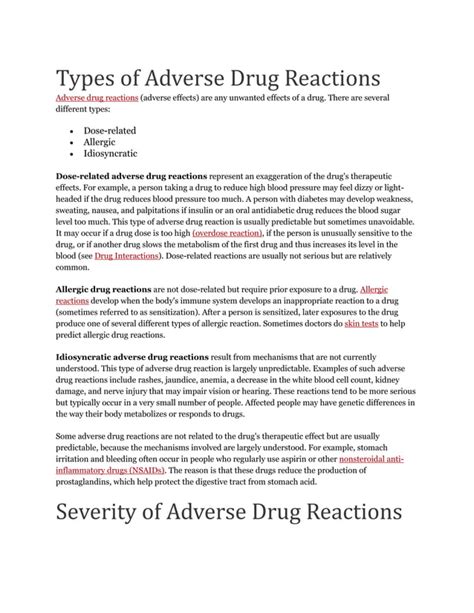 Adverse drug reaction types | PDF