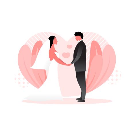 Bride And Groom Lovers Wedding Flat Illustration 1377076 Vector Art At