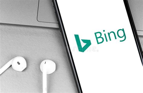 Bing App Logo On The Screen Smartphone Editorial Stock Image Image Of