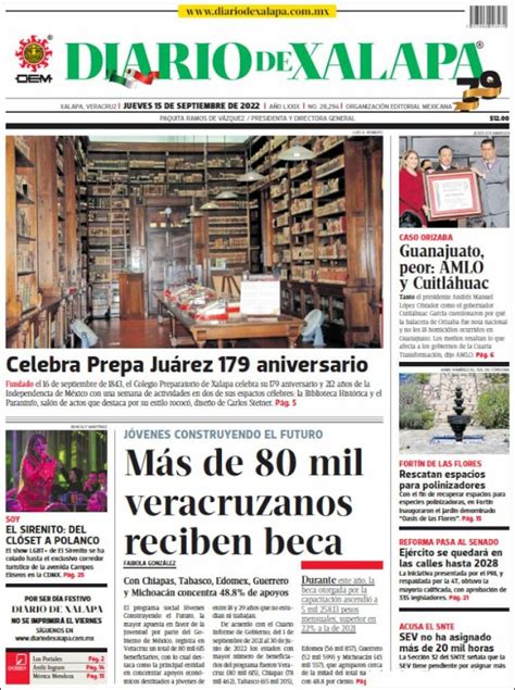 Periódico Diario De Xalapa México Periódicos De México Edición De