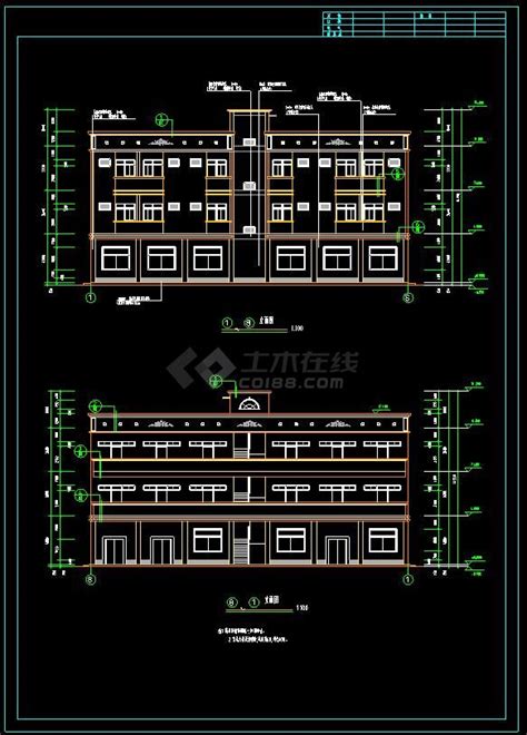 多层宿舍楼cad平面设计建筑施工图含设计说明）宿舍楼土木在线