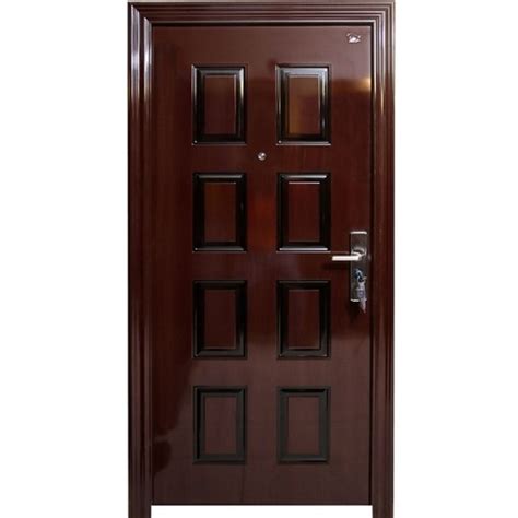 Brown Paint Coated Wooden Finish Iron Door For Home Thickness 12 50