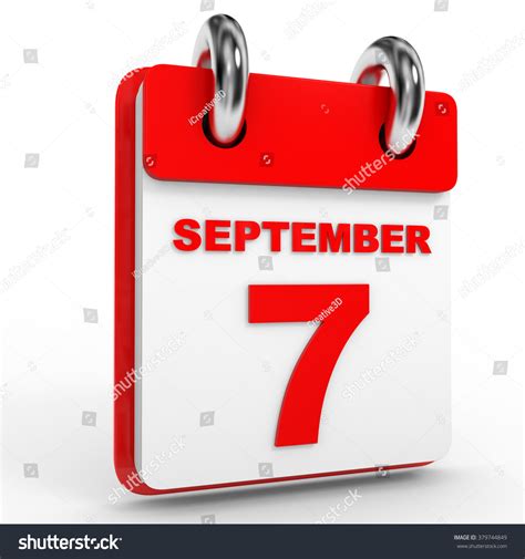 7 September Calendar On White Background Stock Illustration 379744849