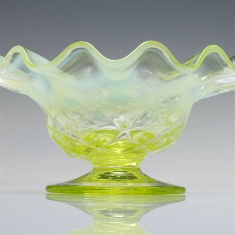 Victorian Vaseline Opalescent Glass Vase C1880 Etsy