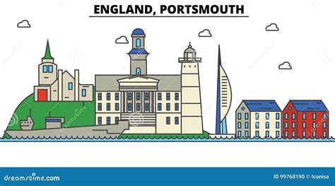 England, Portsmouth. City Skyline Architecture Editable Stock Vector ...