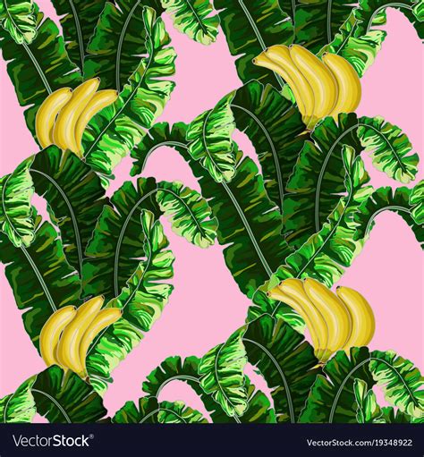 Seamless Pattern With Banana Leaves Royalty Free Vector