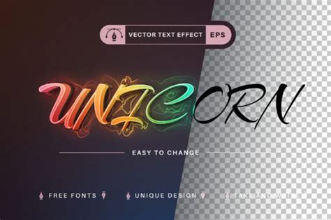 Unicorn Glow Editable Text Effect Graphic By Rwgusev Creative Fabrica