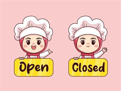 Chef Ou Padeiro Feminino Hijab Bonito E Kawaii Desenho De