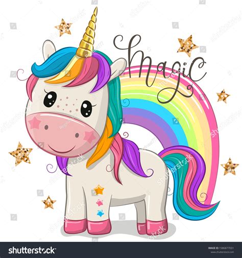 Cute Cartoon Unicorn Rainbow Isolated On Stock Vector (Royalty Free) 1586877031 | Shutterstock