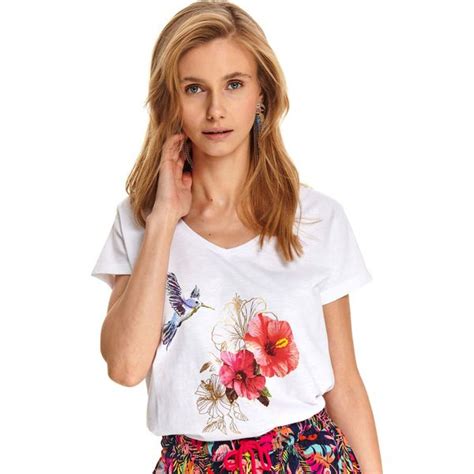 Lu Ny T Shirt Z Dekoltem W Serek Bia E T Shirty Damskie Top Secret