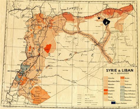 A map of religious and ethnic communities of Syria and Lebanon (1935) | Old New Maps