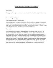 Determining Calcium Hydroxide Solubility: Lab Report and Results ...