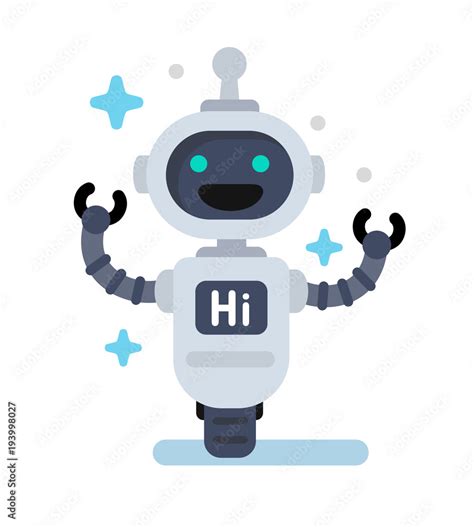 Funny vector robot in flat Stock Vector | Adobe Stock