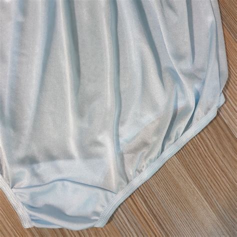 Silky Nylon Panty Slippery Sissy Double Gusset Brief Baby Blue Bikini