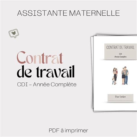 Contrat De Travail Cdi Ann E Compl Te Assistante Maternelle Etsy