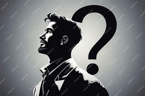 Silhouette Man On A Question Mark Icon In Thinking In A Thinker Pose Premium Ai Generated Image