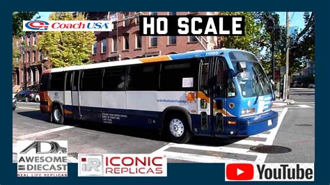 187 Ho Scale Iconic Replicas Awesome Diecast Tmc Rts Coach Usa Red And Tan Hudson County Bus