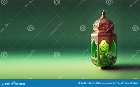 Realistic Arabic Lantern on Green Background. Stock Illustration ...