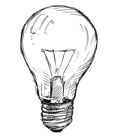 Vector Sketch Drawing Illustration of Light Bulb Stock Vector ...