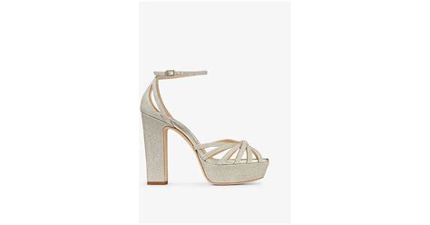 Jimmy Choo Isra 120 Glitter Embellished Platform Heeled Sandals In