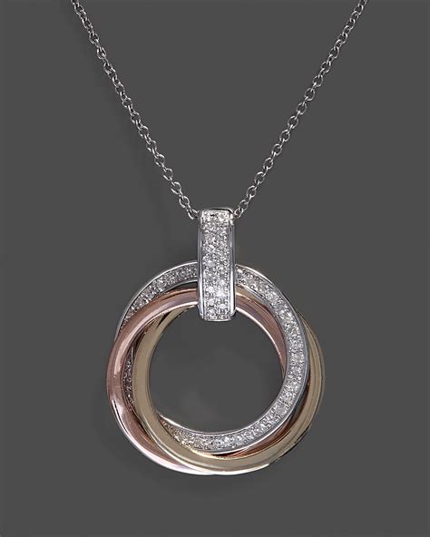 Diamond Circle Pendant Necklace In 14k White Yellow And Rose Gold 20 Ct Tw 18