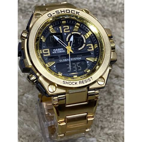 Relógio masculino G Shock Metal Dourado Preto linha Gold 2021 Shopee