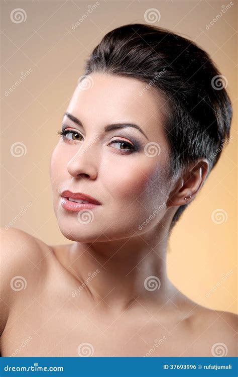 Glamour And Gorgeous Brunette Showing Her Body Stock Photo Image Of