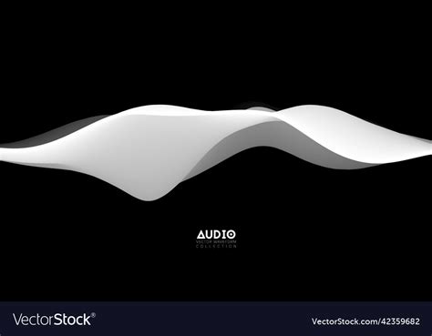 Sound wave visualiztion 3d black and white solid Vector Image