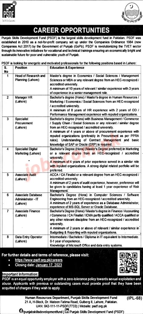 Psdf Punjab Jobs For Manager Hr Procurement It Finance Data