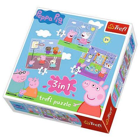 Trefl - 34813 - Puzzle - 3 en 1 - Peppa Pig - Jeux dans l'école - France Jeux