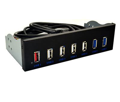 USB 3 0 7 Ports 5 25 Inch Metal Front Panel USB Hub With 15 Pin SATA