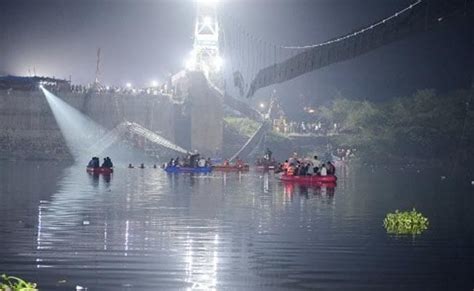 Gujarat Bridge One Side Collapsed On Other Side People Dangled Mid Air