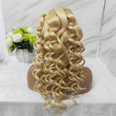 Virgin Blonde Russian Hair Curly Front Lace Wig Hd Transparent Film Thin Swiss Lace
