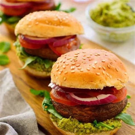 Vegetarian Sliders With Mushrooms And Mint Pea Pesto The Stingy Vegan