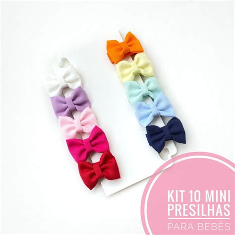 Kit 10 Presilhas para Bebês Rn Mini Laços Gravatinha 3cm Elo7