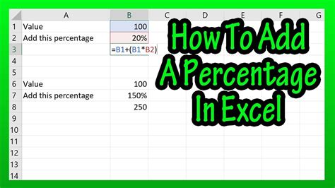 How To Add A Percentage Percent To A Number In Excel Spreadsheet Explained Youtube