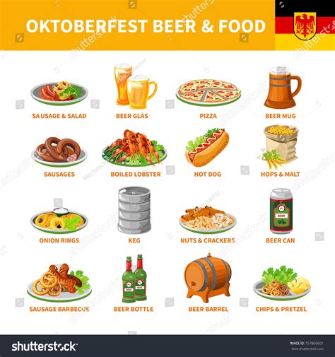 German Annual Oktoberfest Traditional Food Snacks Stock Illustration ...