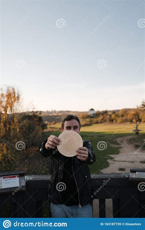 Happy Man Enjoys Tradicional Czech Sweet Waffer Food Oplatky In The