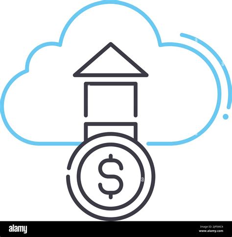 Cloud Finances Services Line Icon Outline Symbol Vector Illustration