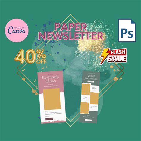 Canva Paper Newsletter Template Bundle 40 Editable PSD & XD - Etsy