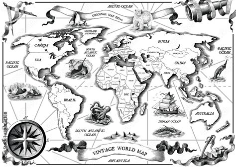 World Map Clip Art Black And White